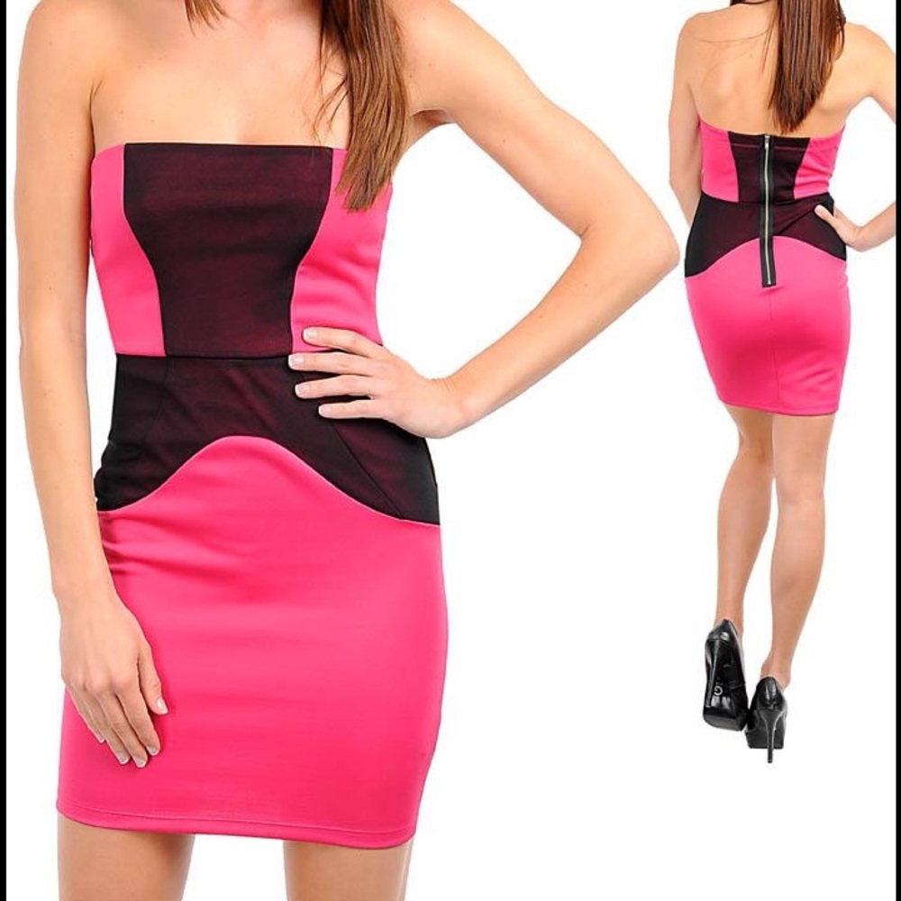Pink and Black Mini Dress